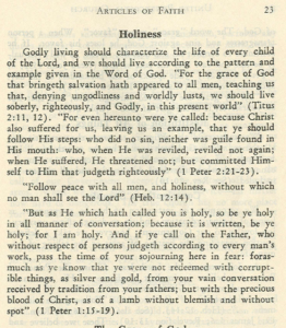 1952 Articles of Faith Holiness Section