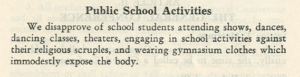 1952 Articles of Faith Public School Activities