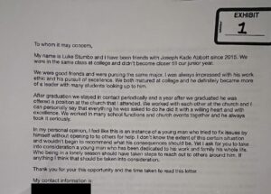 Luke Stumbo Letter