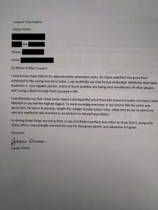 Letter from James Trimm