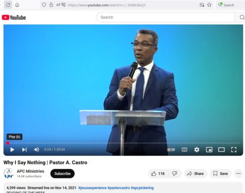 United Pentecostal Pastor Audley Castro Resigns Part 3